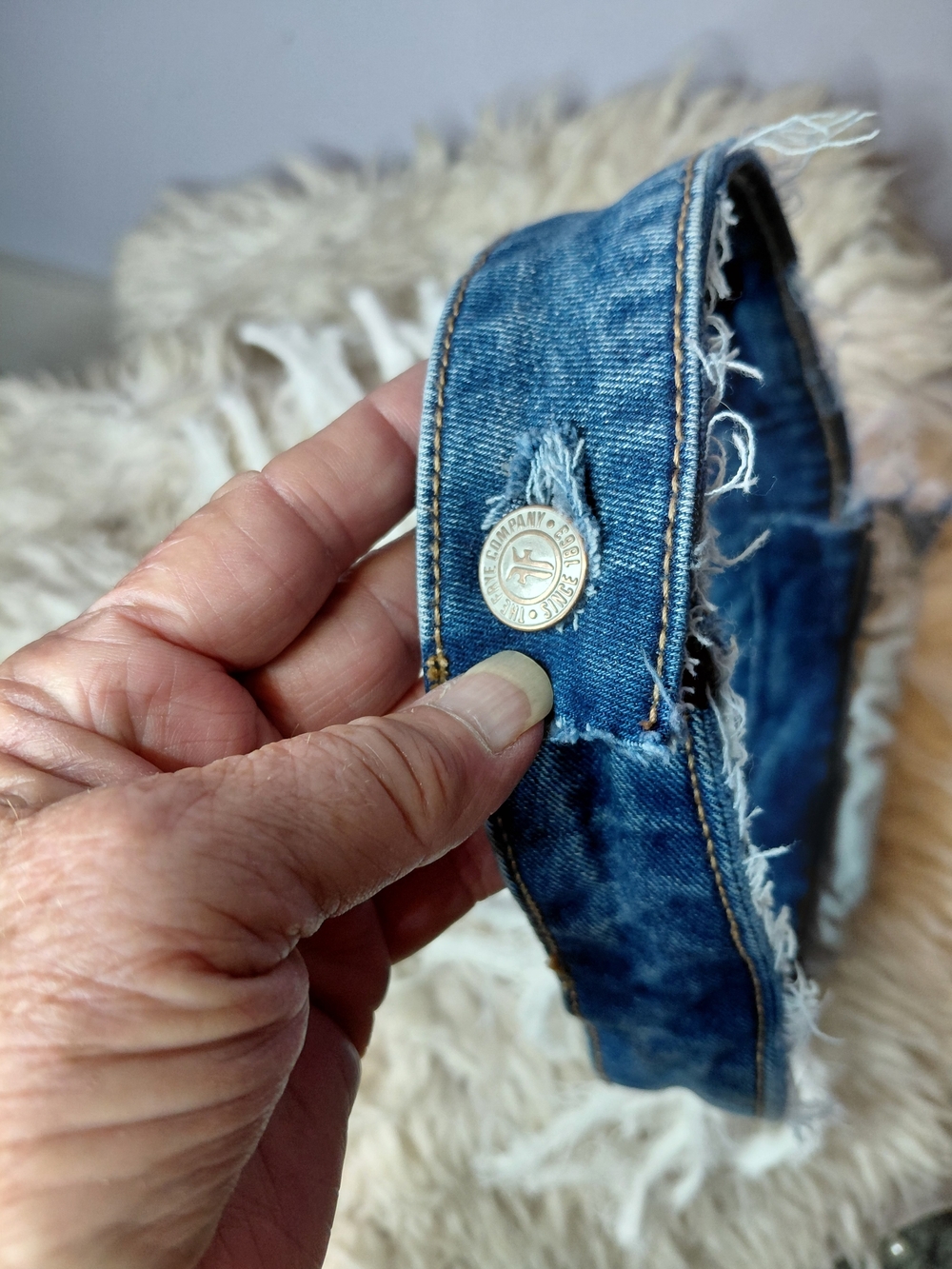 Cell Phone Jabot Upcycled Denim - Picture 4 of 9